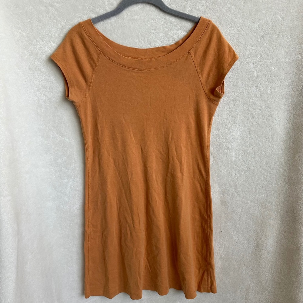 Chelsea &‎ Theodore 100% Cotton T-Shirt Mini Dress Size Medium Rust Orange